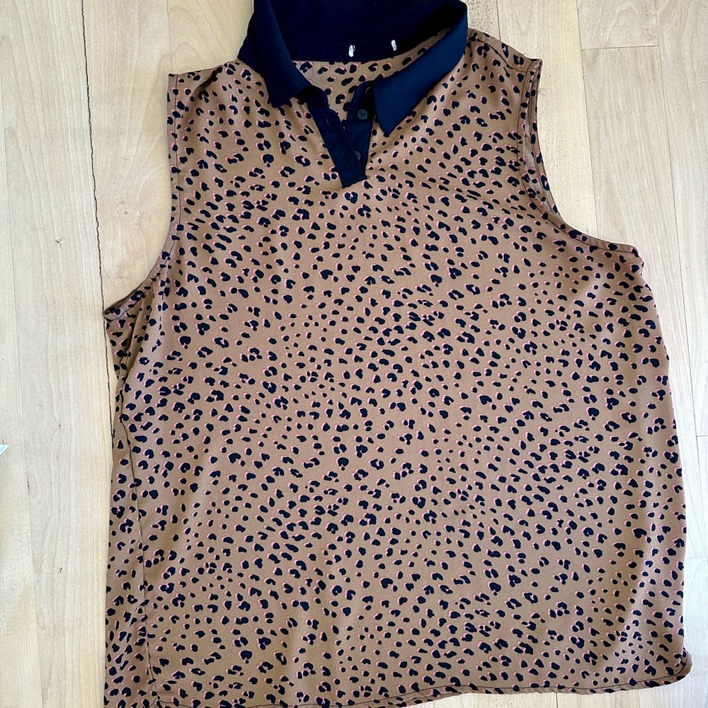 Leopard Print Sleeveless Top - Brown and Black